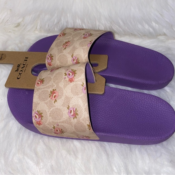 Coach Udele Sport Slide size 10 woman In Signature Canvas With Floral Print New - Picture 2 of 5